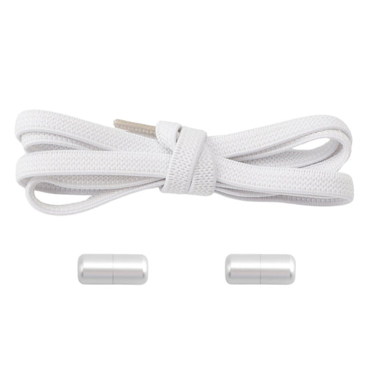 Witte natuurlijke look platte elastische veters zonder strikken met draaicapsule, bieden een schone en klassieke uitstraling