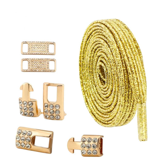 Bling elastische veters goud plat met gouden sluiting