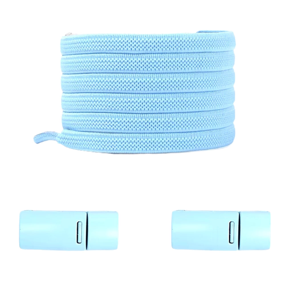 Sky blue natural-look no-tie shoelaces with magnetic lock, light and airy for everyday wear.