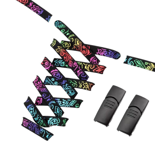 Paisley elastische veters zwart kleurig met magneetsluiting voor casual sneakers