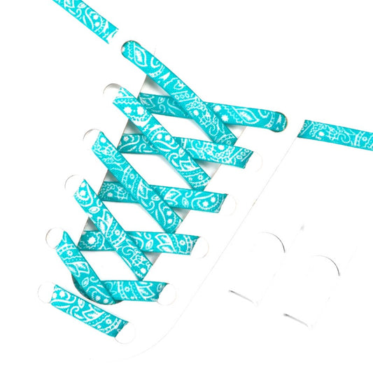 Paisley elastische veters turquoise wit met magneetsluiting voor sneakers en casual schoenen