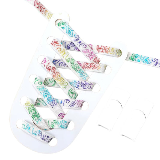 Paisley elastische veters wit kleurig met magneetsluiting voor sneakers en kinderschoenen