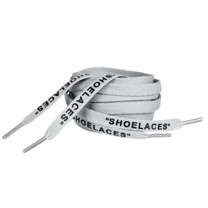 Platte Off-White Shoelaces lichtgrijs opgerold