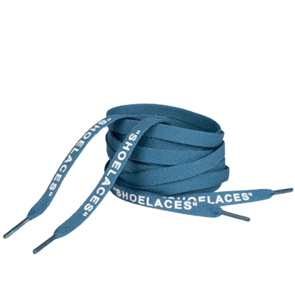 Platte Off-White Shoelaces turquoise opgerold