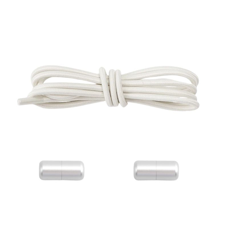 3 mm ronde elastische veters met draaicapsule sluitsysteem in beige, ideaal voor sportieve schoenen