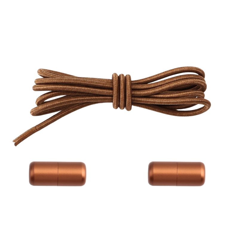 3 mm ronde elastische veters met draaicapsule sluitsysteem in bruin, voor een perfecte fit in sportschoenen