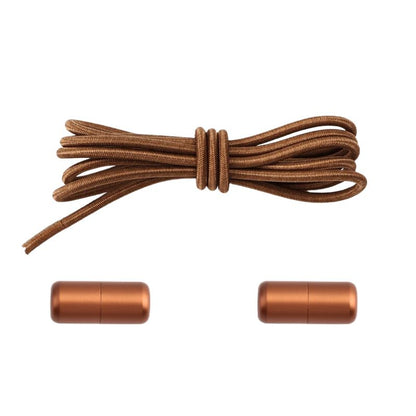 3 mm ronde elastische veters met draaicapsule sluitsysteem in bruin, voor een perfecte fit in sportschoenen