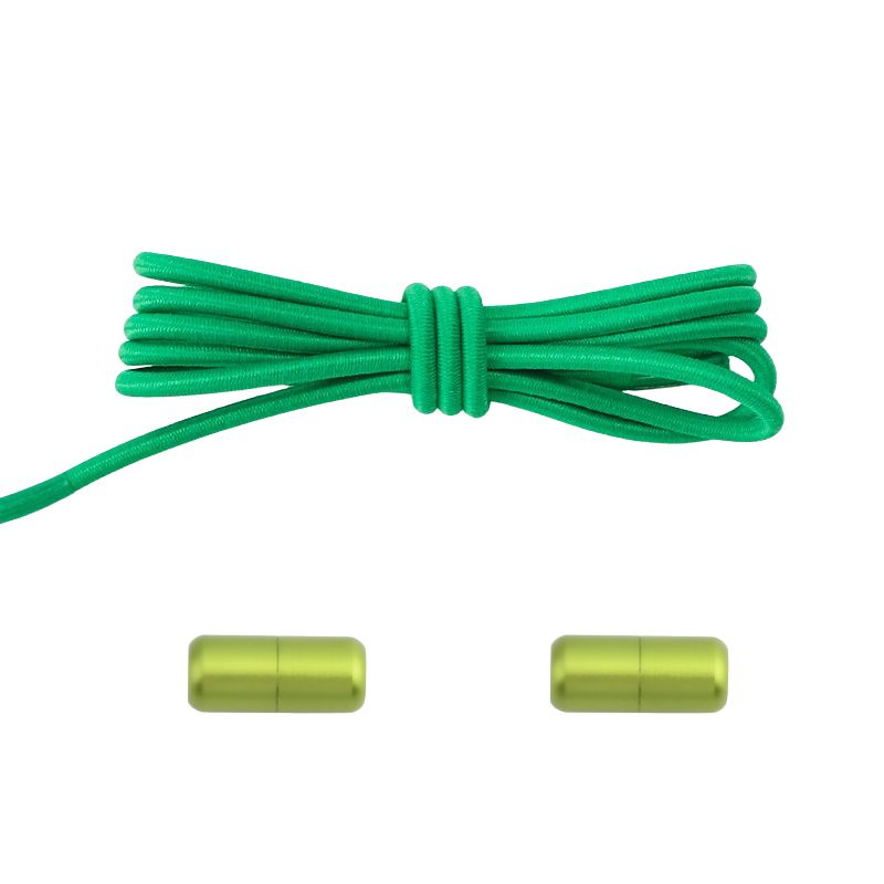 3 mm ronde elastische veters met draaicapsule sluitsysteem in groen, perfect voor buitenactiviteiten