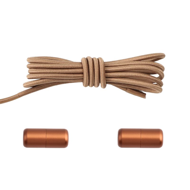 3 mm ronde elastische veters met draaicapsule sluitsysteem in khaki, subtiel en duurzaam voor sportschoenen
