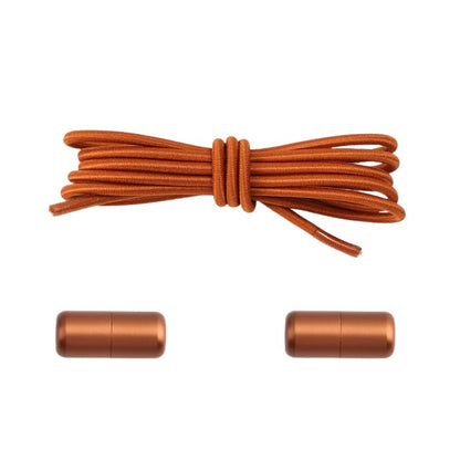 3 mm ronde elastische veters met draaicapsule sluitsysteem in koffiekleur, stoer en functioneel