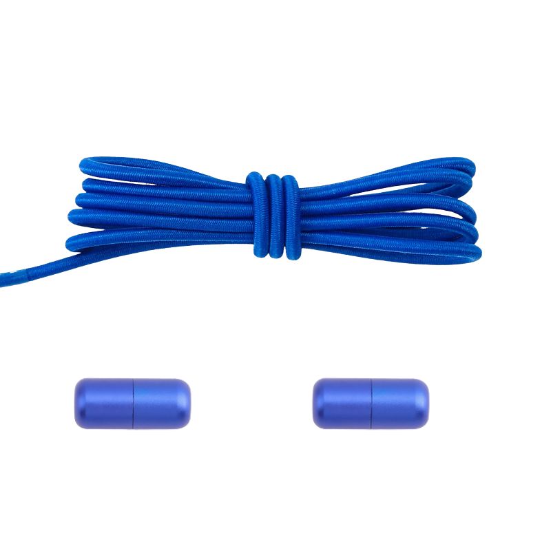 3 mm ronde elastische veters met draaicapsule sluitsysteem in koningsblauw, voor een klassieke sportstijl