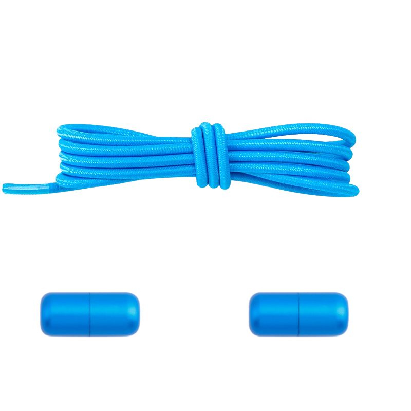 3 mm ronde elastische veters met draaicapsule sluitsysteem in lichtblauw, luchtig en comfortabel