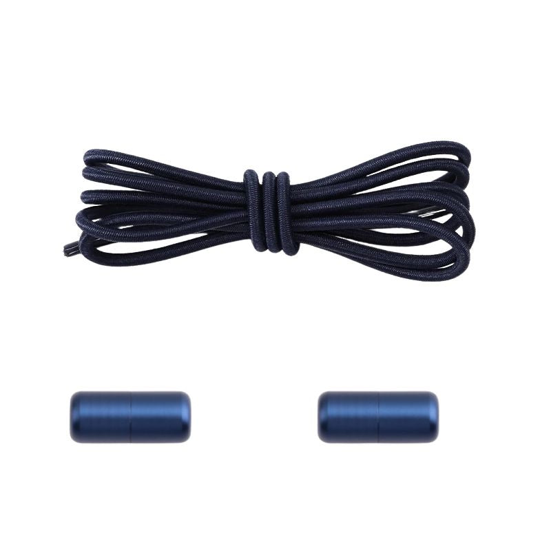 3 mm ronde elastische veters met draaicapsule sluitsysteem in marineblauw, stijlvol voor sportschoenen