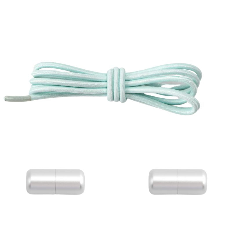 3 mm ronde elastische veters met draaicapsule sluitsysteem in mintgroen, fris en trendy