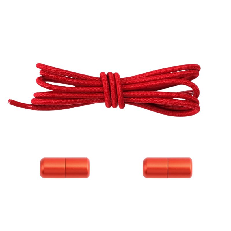 3 mm ronde elastische veters met draaicapsule sluitsysteem in rood, krachtig voor hardloopschoenen