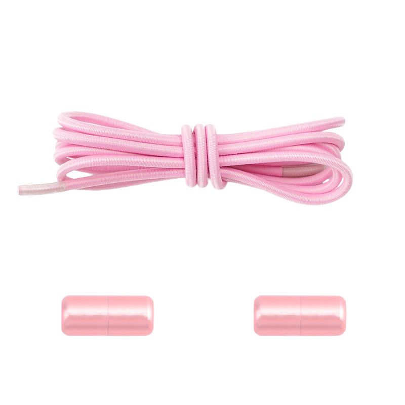 3 mm ronde elastische veters met draaicapsule sluitsysteem in roze, fris en functioneel