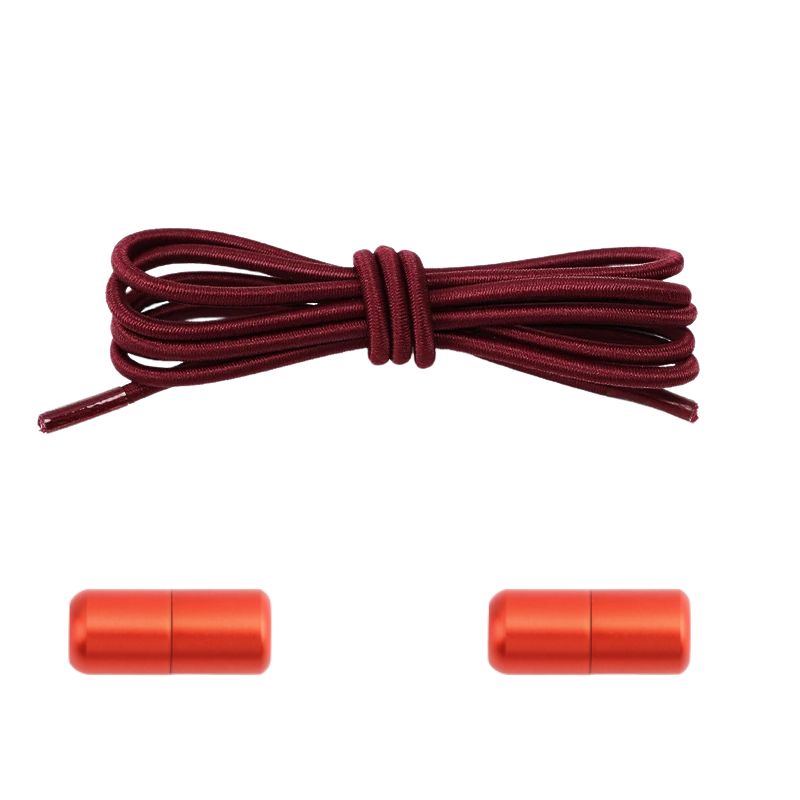 3 mm ronde elastische veters met draaicapsule sluitsysteem in wijnrood, elegant voor sportschoenen
