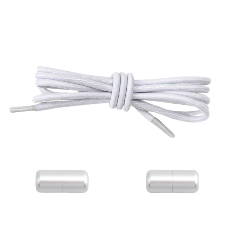 3 mm ronde elastische veters met draaicapsule sluitsysteem in wit, minimalistisch en makkelijk te combineren