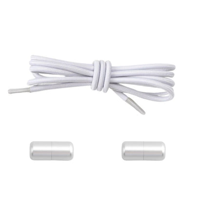 3 mm ronde elastische veters met draaicapsule sluitsysteem in wit, minimalistisch en makkelijk te combineren
