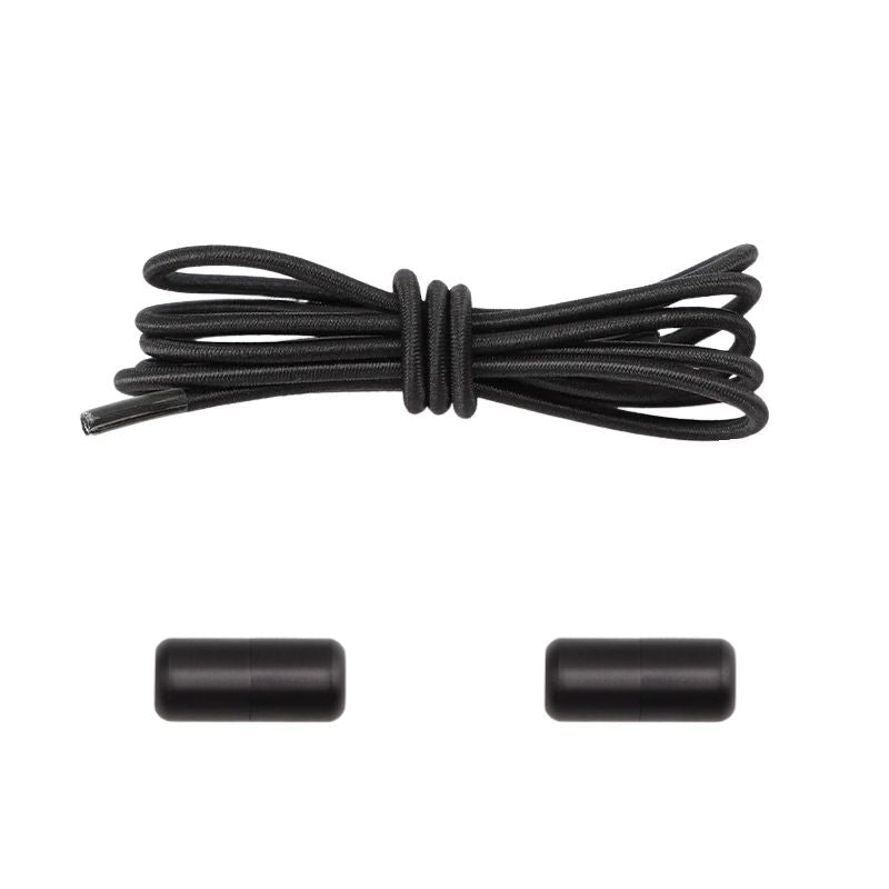 3 mm ronde elastische veters met draaicapsule sluitsysteem in zwart, tijdloos en onderhoudsvriendelijk