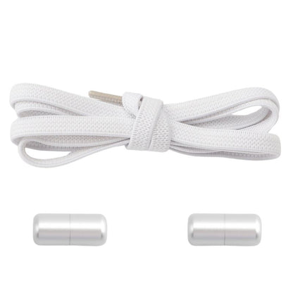 Elastische veters plat 6 mm met snelsluiting sluitsysteem capsule in wit
