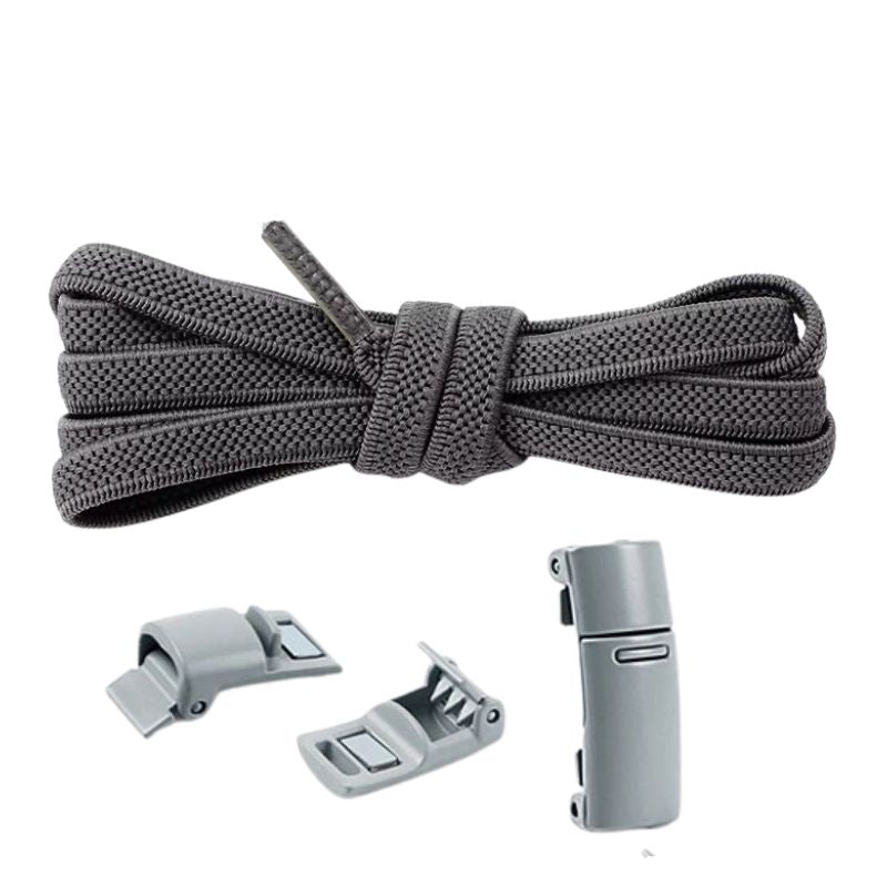 Elastische veters 6 mm met magnetische sluiting in antraciet