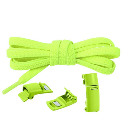 Elastische veters 6 mm met magnetische sluiting in fluorescerend groen
