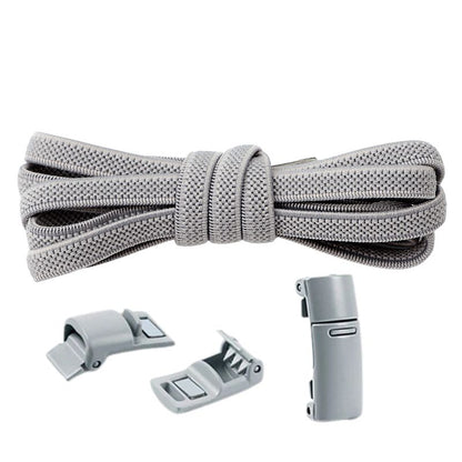 Elastische veters plat 6 mm met magnetische sluiting in grijs