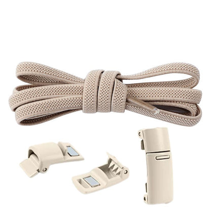 Elastische veters 6 mm met magnetische sluiting in kaki