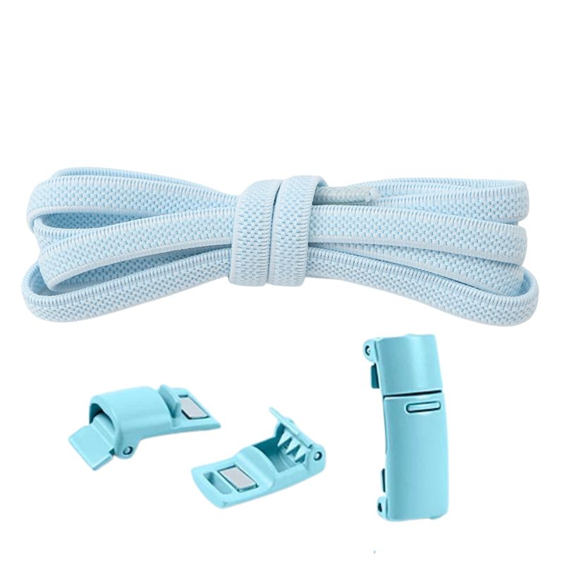 Elastische veters 6 mm met magnetische sluiting in lichtblauw
