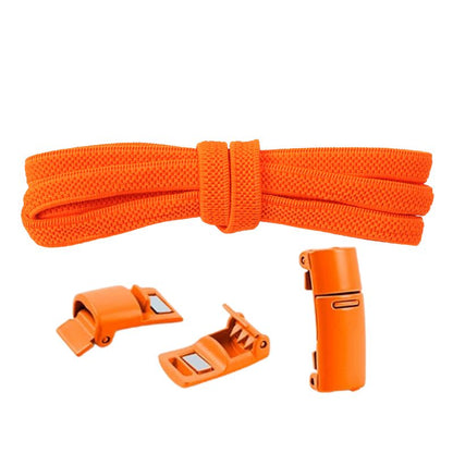 Elastische veters plat 6 mm met magnetische sluiting in oranje