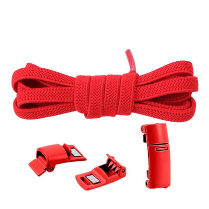 Elastische veters plat 6 mm met magnetische sluiting in rood
