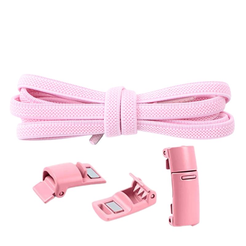 Elastische veters plat 6 mm met magnetische sluiting in roze