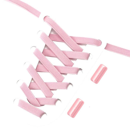 Platte 9 mm elastische veters in roze met draaicapsule sluitsysteem, zacht en gemakkelijk te hanteren