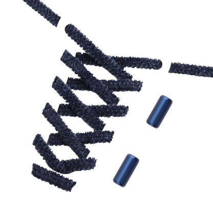 Marineblauwe fluffy platte elastische veters met draaicapsule sluiting voor een klassieke en gemakkelijke stijl zonder veterstrikken