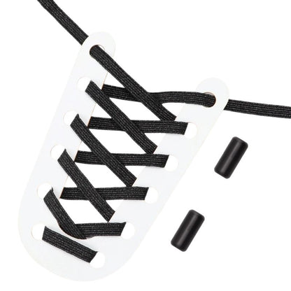 Glitter platte 3 mm elastische veters in flitszwart met draaicapsule sluitsysteem voor een elegante en eenvoudige styling