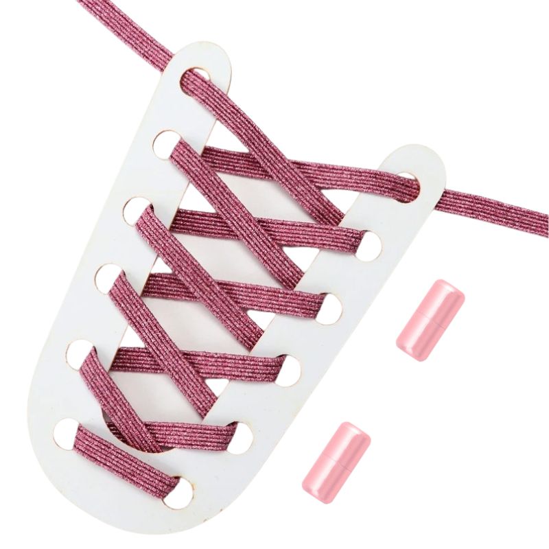 Glitter platte 3 mm elastische veters in roze met draaicapsule sluitsysteem voor een speelse en modieuze touch