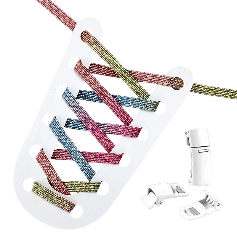 Elastische veters candy glitter plat met magneetsluiting voor schoenen zonder strikken