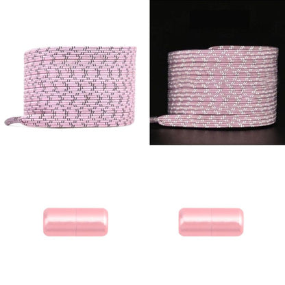 Roze platte reflecterende elastische veters met capsulesluiting voor trendy en functionele sportschoenen