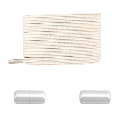 Beige platte elastische veters met capsulesluiting voor een strikloos en comfortabel draagcomfort