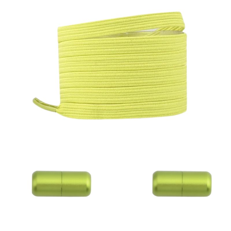 Citroengroene platte elastische veters met capsulesluiting voor een frisse en opvallende look