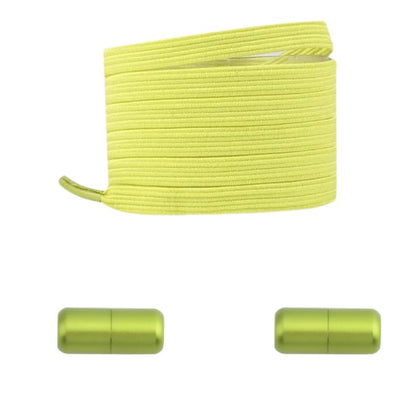 Citroengroene platte elastische veters met capsulesluiting voor een frisse en opvallende look