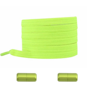 Fluorescerend groene platte elastische veters met capsulesluiting voor extra zichtbaarheid in het donker