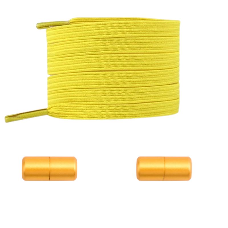 Gele platte elastische veters met capsulesluiting voor een vrolijke en opvallende accentkleur