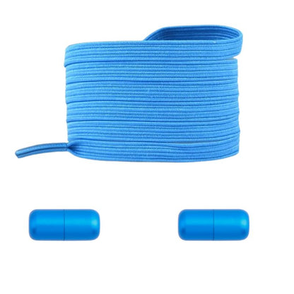 Hemelsblauwe platte elastische veters met capsulesluiting voor een luchtige en sportieve uitstraling