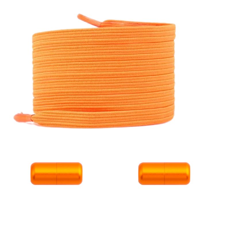 Oranje platte elastische veters met capsulesluiting voor een energieke en opvallende stijl