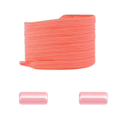 Oranjerode platte elastische veters met capsulesluiting voor een dynamische en levendige look