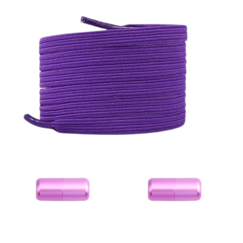 Paarse platte elastische veters met capsulesluiting voor een speelse en trendy touch