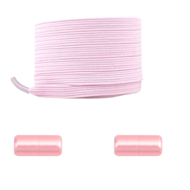 Roze platte elastische veters met capsulesluiting voor een zachte en modieuze flair