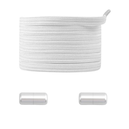 Witte platte elastische veters met capsulesluiting voor een frisse en cleane pasvorm